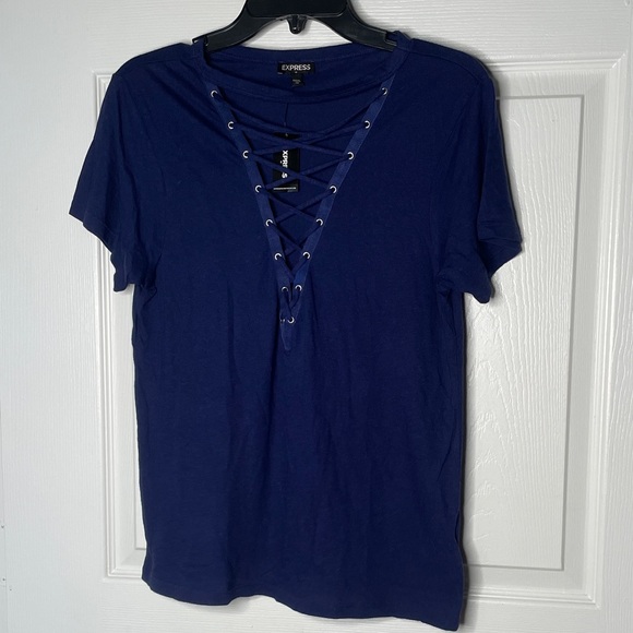 Express Tops - NWT Express Lace Up Short Sleeve T-Shirt